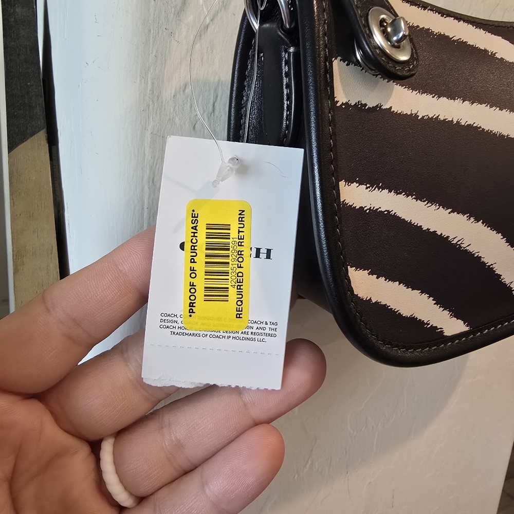 NWT COACH Swinger Zebra Animal Print Mini Bag 20 - Picture 6 of 13